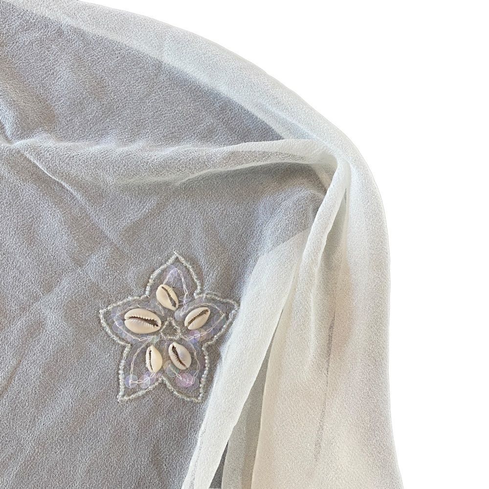 Max Merha Collection NEW embellished scarf tassels One size fits most white - Picture 3 of 4